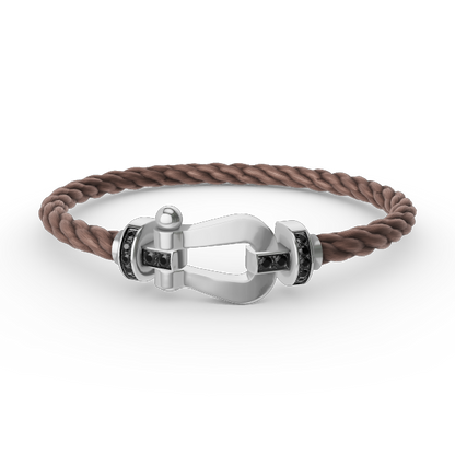 [Polaidi Jewelry]FORCE LARGE HORSESHOE BLACK DIAMOND BRACELET SILVER