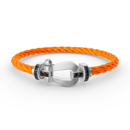 [Polaidi Jewelry]FORCE LARGE HORSESHOE BLACK DIAMOND BRACELET SILVER