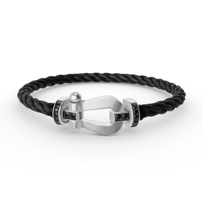 [Polaidi Jewelry]FORCE LARGE HORSESHOE BLACK DIAMOND BRACELET SILVER