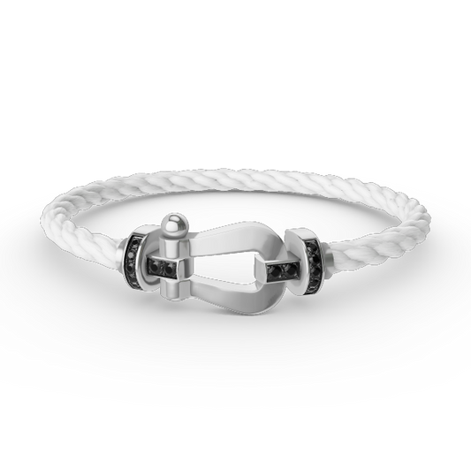 [Polaidi Jewelry]FORCE LARGE HORSESHOE BLACK DIAMOND BRACELET SILVER