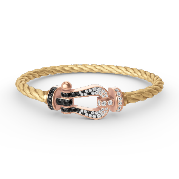 [：Polaidi Jewelry]FORCE LARGE HORSESHOE BLACK WHITE DIAMOND BRACELET ROSE GOLD