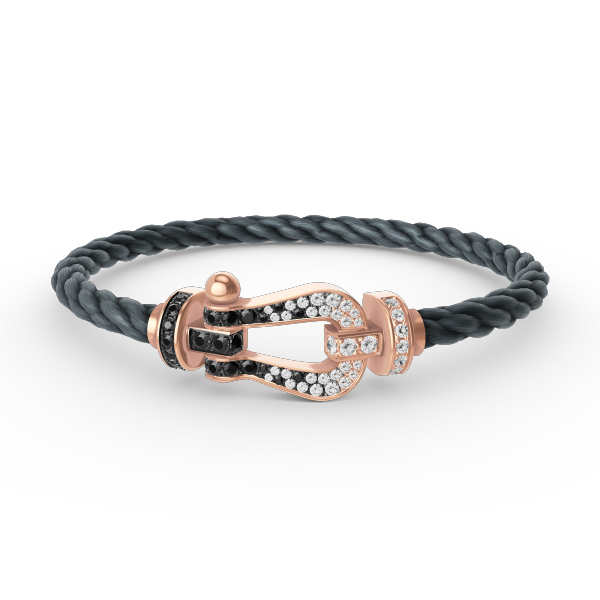 [：Polaidi Jewelry]FORCE LARGE HORSESHOE BLACK WHITE DIAMOND BRACELET ROSE GOLD