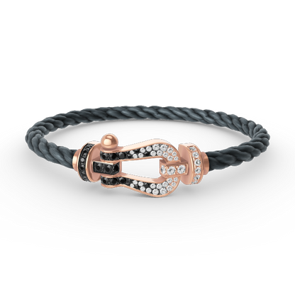 [：Polaidi Jewelry]FORCE LARGE HORSESHOE BLACK WHITE DIAMOND BRACELET ROSE GOLD