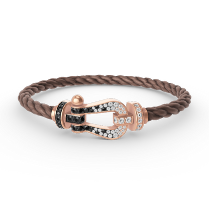 [：Polaidi Jewelry]FORCE LARGE HORSESHOE BLACK WHITE DIAMOND BRACELET ROSE GOLD