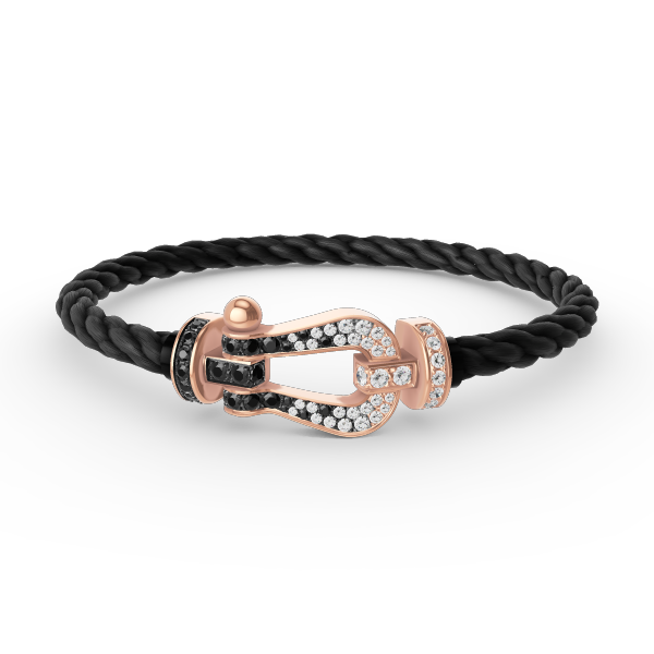 [Polaidi Jewelry]FORCE LARGE HORSESHOE BLACK WHITE DIAMOND BRACELET ROSE GOLD