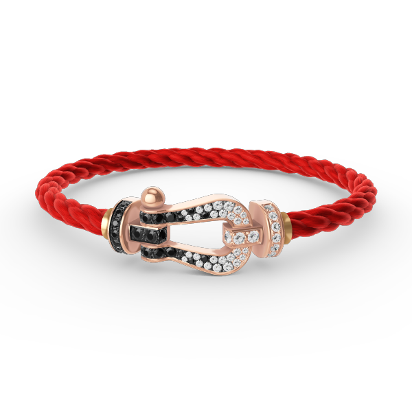 [Polaidi Jewelry]FORCE LARGE HORSESHOE BLACK WHITE DIAMOND BRACELET ROSE GOLD