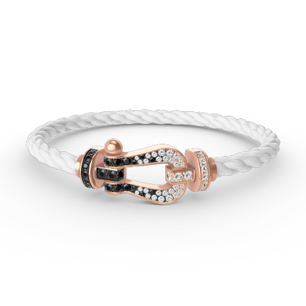 [Polaidi Jewelry]FORCE LARGE HORSESHOE BLACK WHITE DIAMOND BRACELET ROSE GOLD