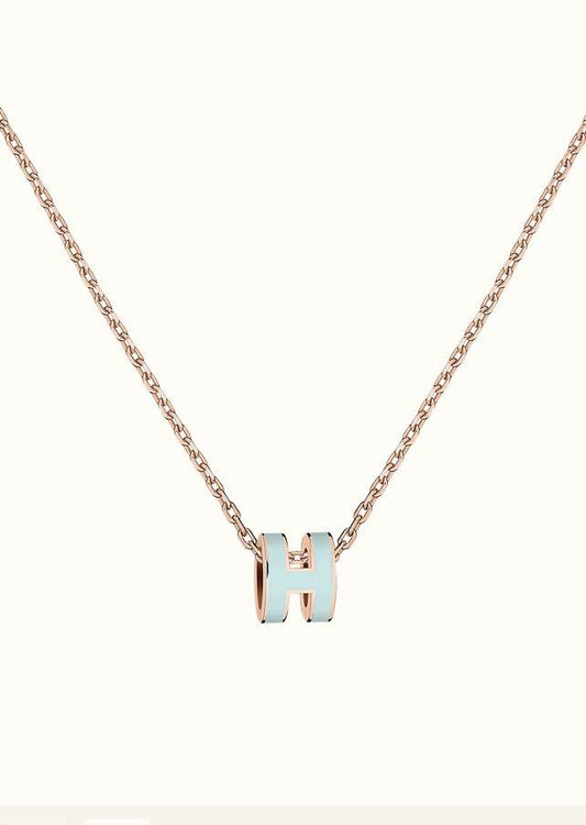 [：Polaidi Jewelry]POP H LIGHT BLUE NECKLACE