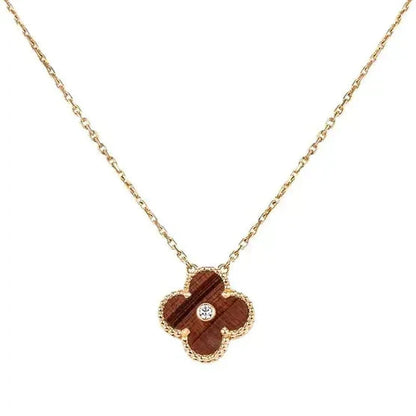 [：Polaidi Jewelry]CLOVER 15MM DIAMOND AND YELLOW TIGER'S EYE AGATE necklace