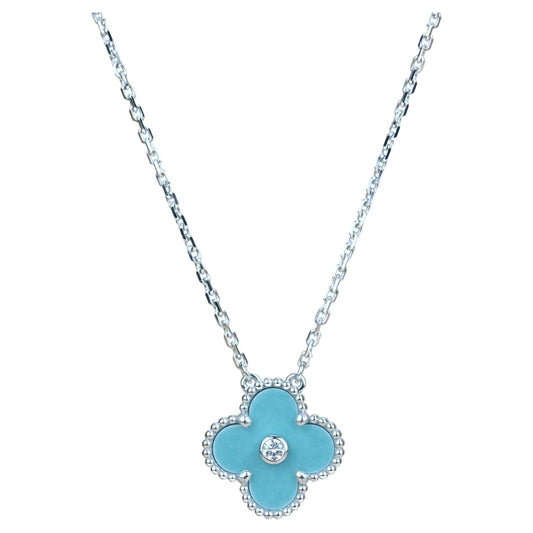 [Polaidi Jewelry]CLOVER 15MM DIAMOND SVRES PORCELAIN  NECKLACE SILVER