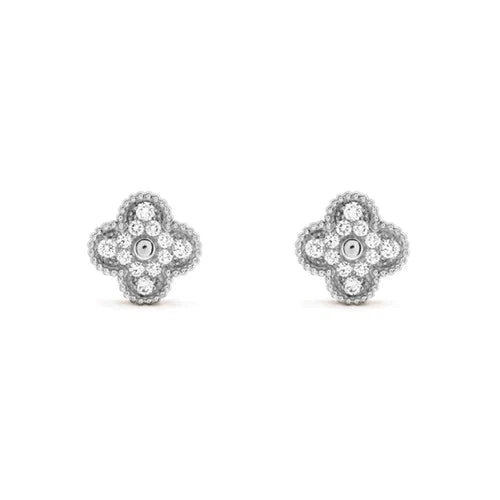 [Polaidi Jewelry]CLOVER 1 MOTIFS DIAMOND STUD EARRINGS SILVER