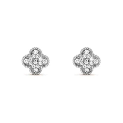 [：Polaidi Jewelry]CLOVER 1 MOTIFS DIAMOND STUD EARRINGS SILVER