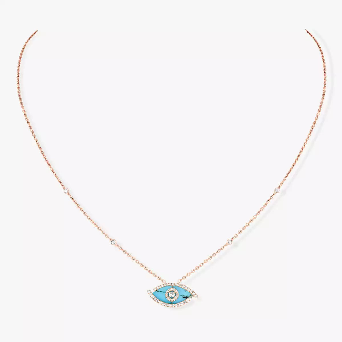 [Polaidi Jewelry]Lucky Eye Diamantkette in Roségold und Türkis