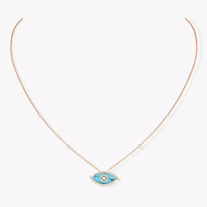 [Polaidi Jewelry]Lucky Eye Diamantkette in Roségold und Türkis