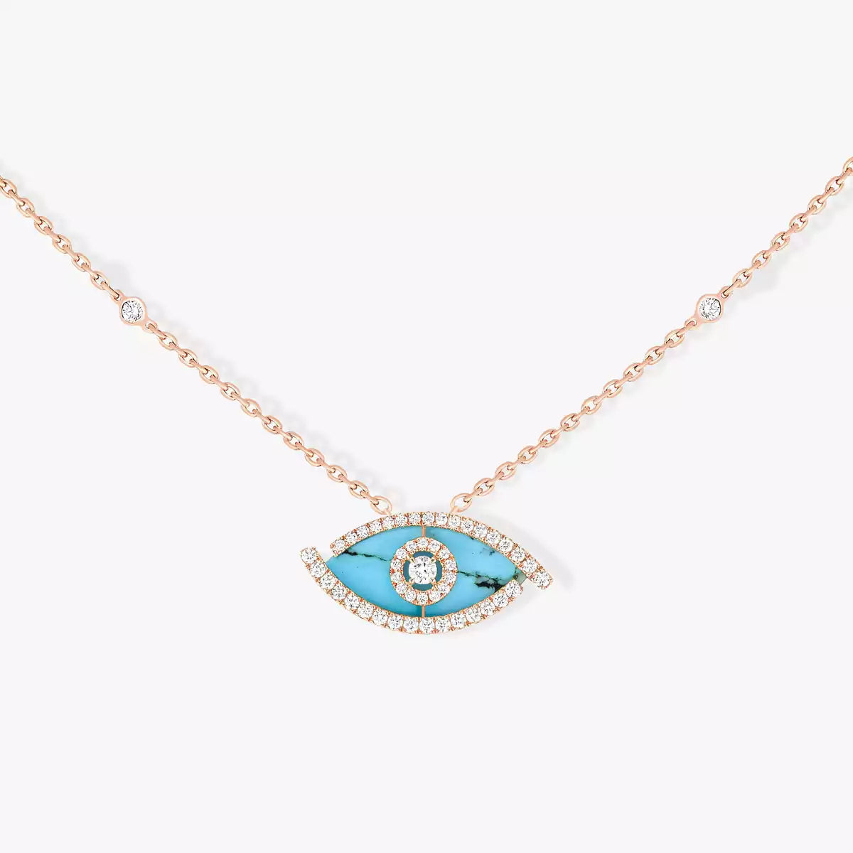 [Polaidi Jewelry]Lucky Eye Diamantkette in Roségold und Türkis