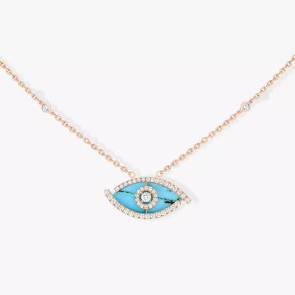 [Polaidi Jewelry]Lucky Eye Diamantkette in Roségold und Türkis