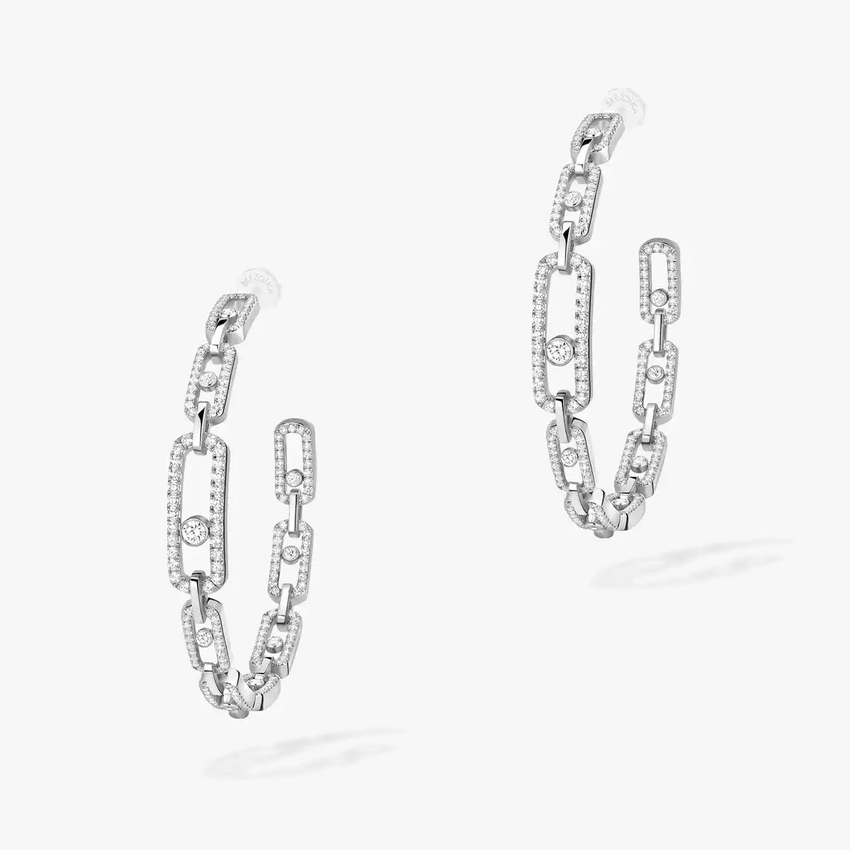 [[Polaidi Jewelry]Move Link Diamond Hoop Earrings