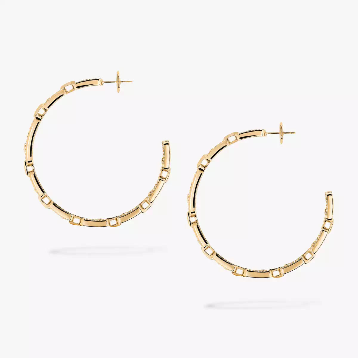 [[Polaidi Jewelry]Move Link Diamond Hoop Earrings