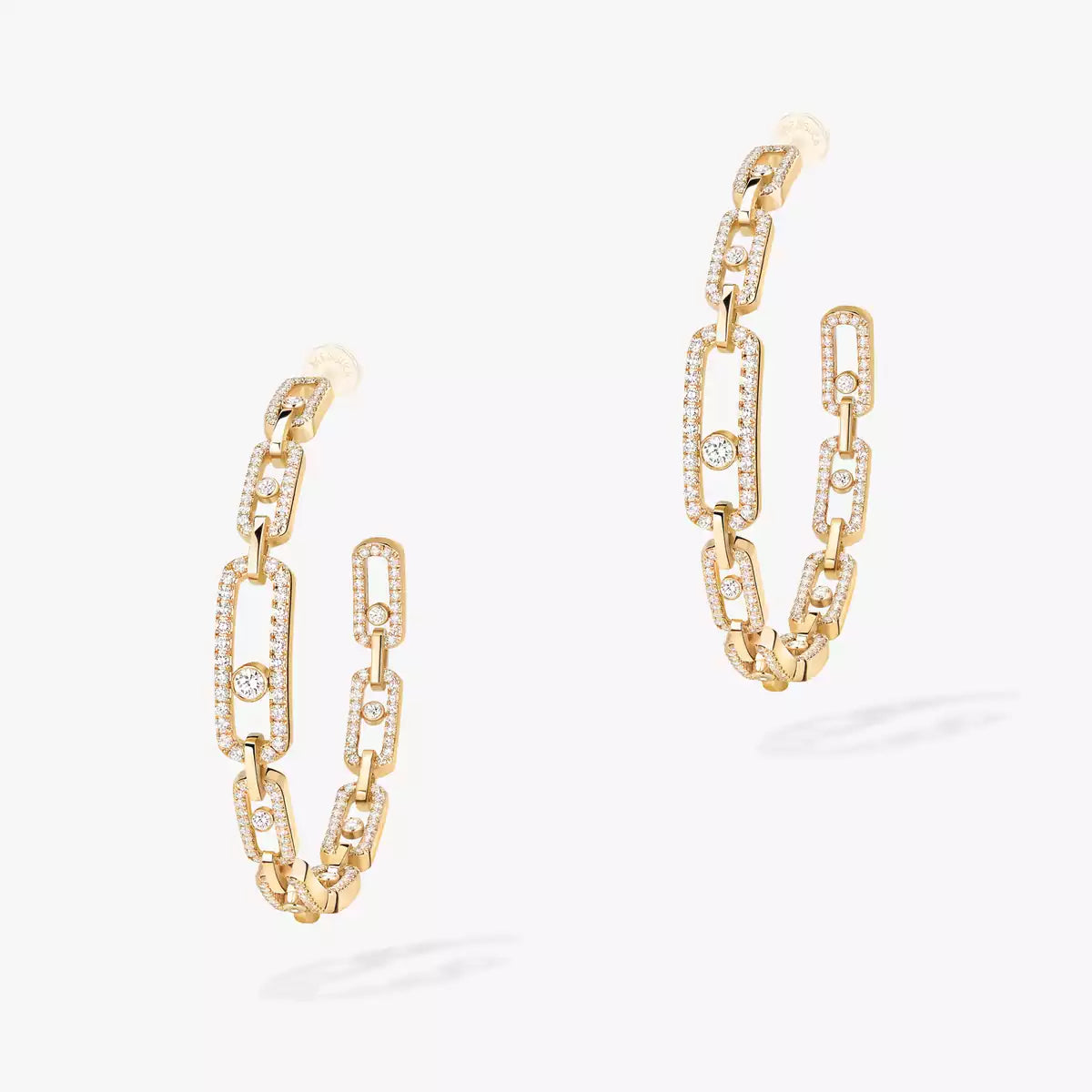 [Polaidi Jewelry]Move Link Diamond Hoop Earrings
