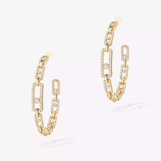 [[Polaidi Jewelry]Move Link Diamond Hoop Earrings