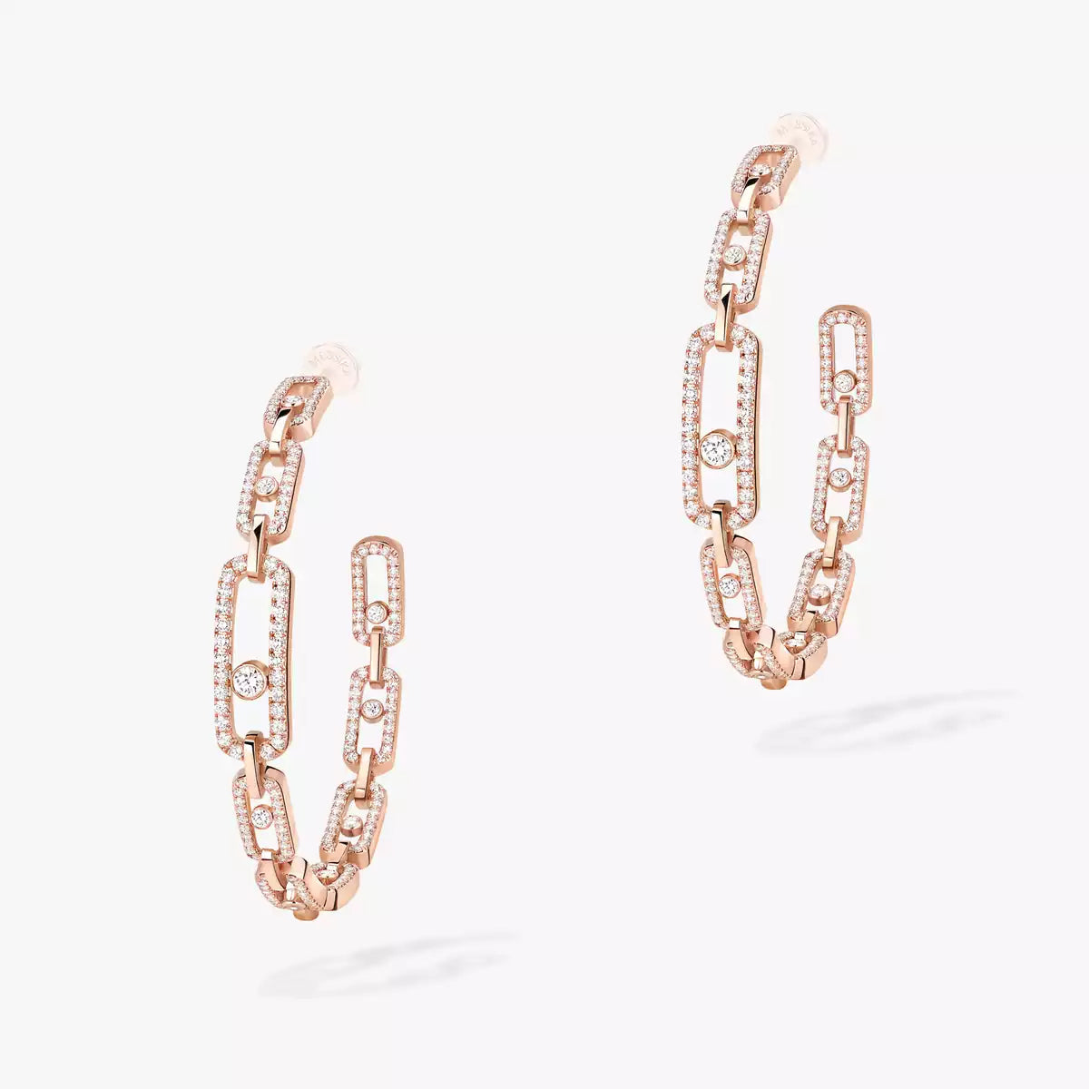 [Polaidi Jewelry]Move Link Diamond Hoop Earrings