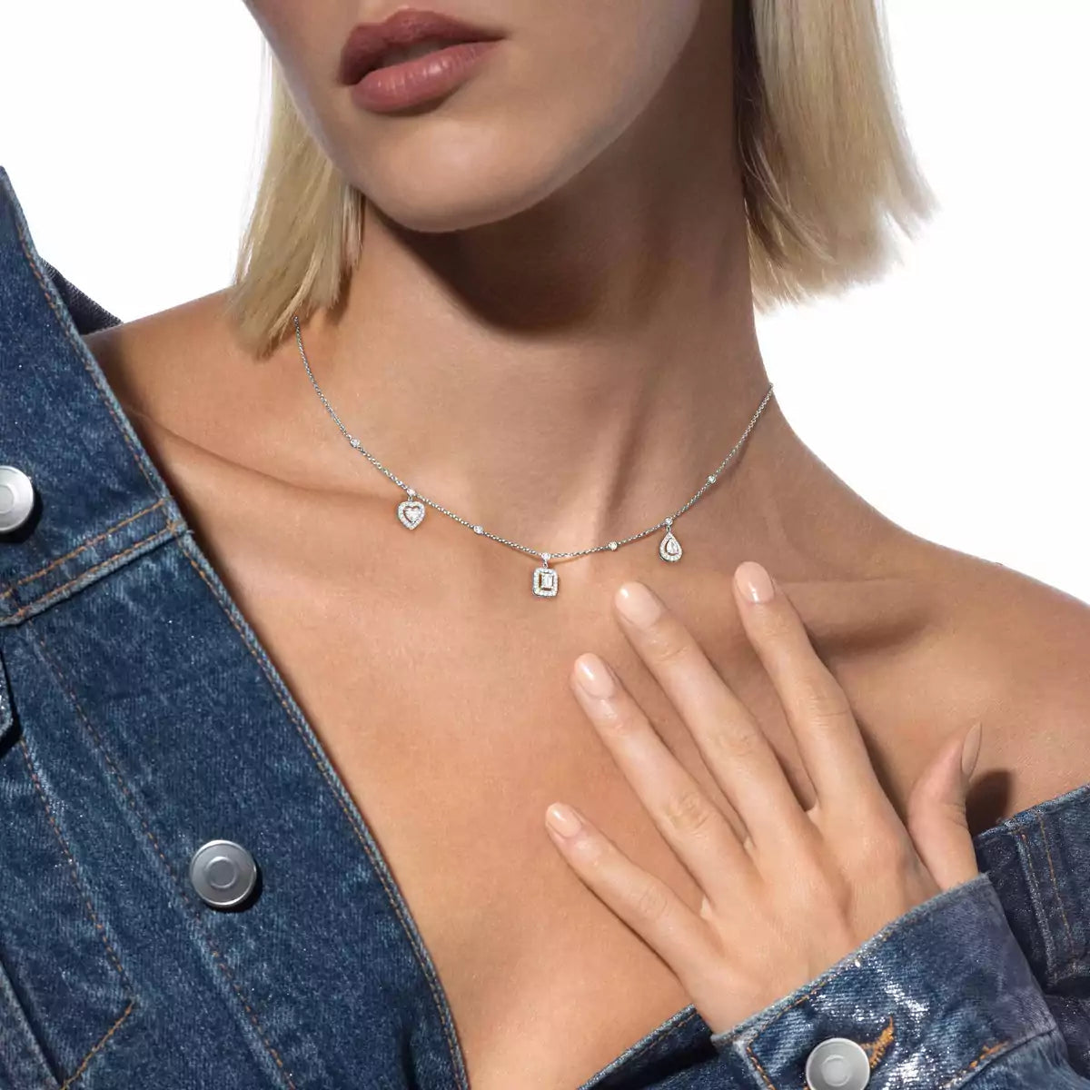 [Polaidi Jewelry]My Twin Diamond Necklace in Silver