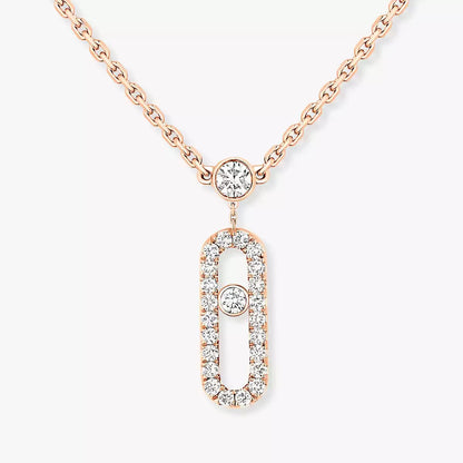 [Polaidi Jewelry]2 Rows Rose Gold Diamond Pave_ Necklace Move Uno