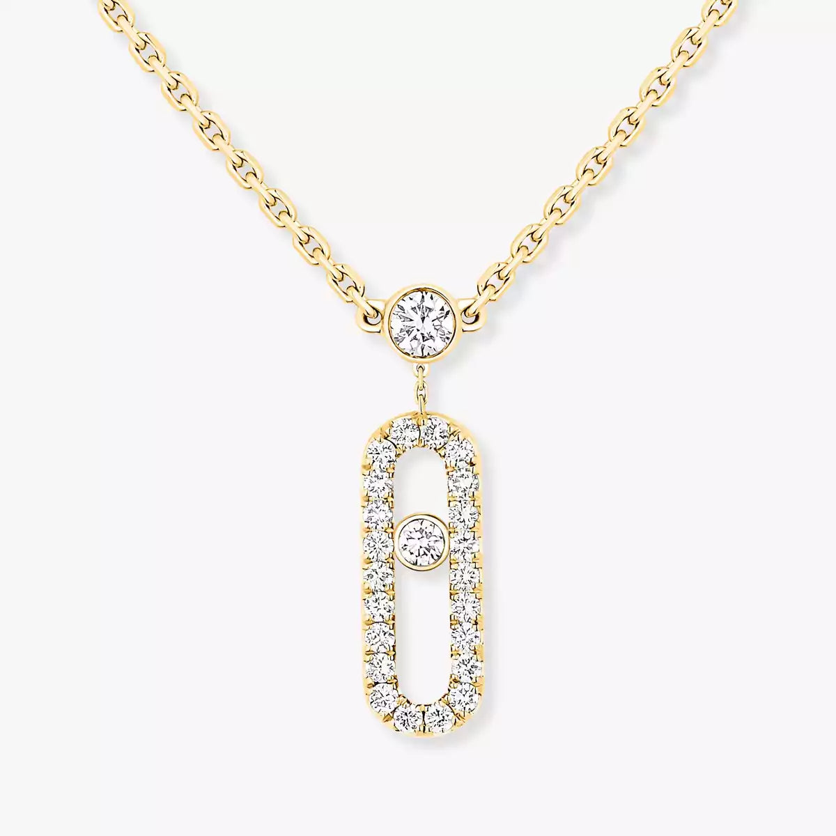 [Polaidi Jewelry]2 Rows Rose Gold Diamond Pave_ Necklace Move Uno