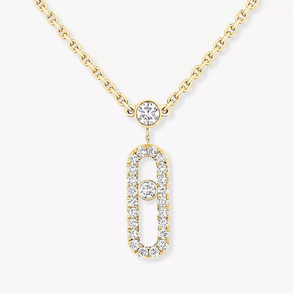 [Polaidi Jewelry]2 Rows Rose Gold Diamond Pave_ Necklace Move Uno
