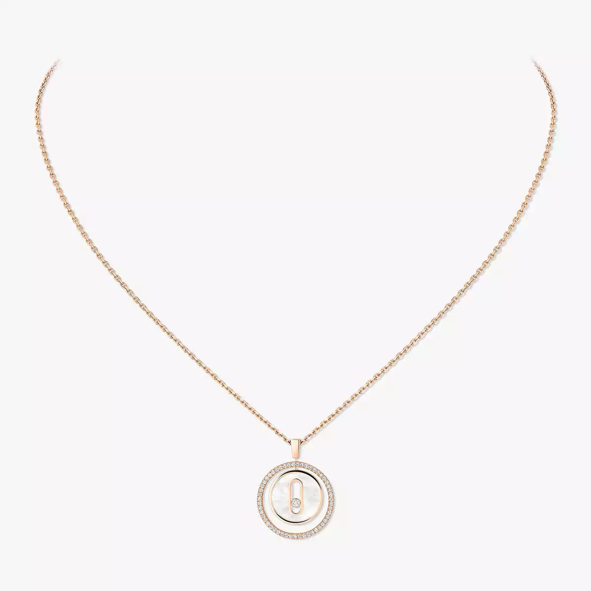 [Polaidi Jewelry]Lucky Move Diamant-Halskette aus Roségold und weißem Perlmutt
