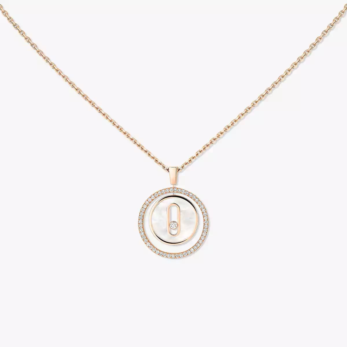 [Polaidi Jewelry]Lucky Move Diamant-Halskette aus Roségold und weißem Perlmutt