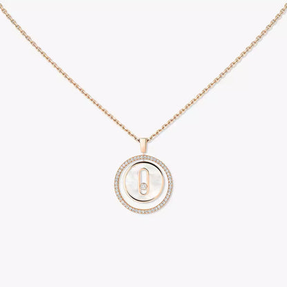 [Polaidi Jewelry]Lucky Move Diamant-Halskette aus Roségold und weißem Perlmutt
