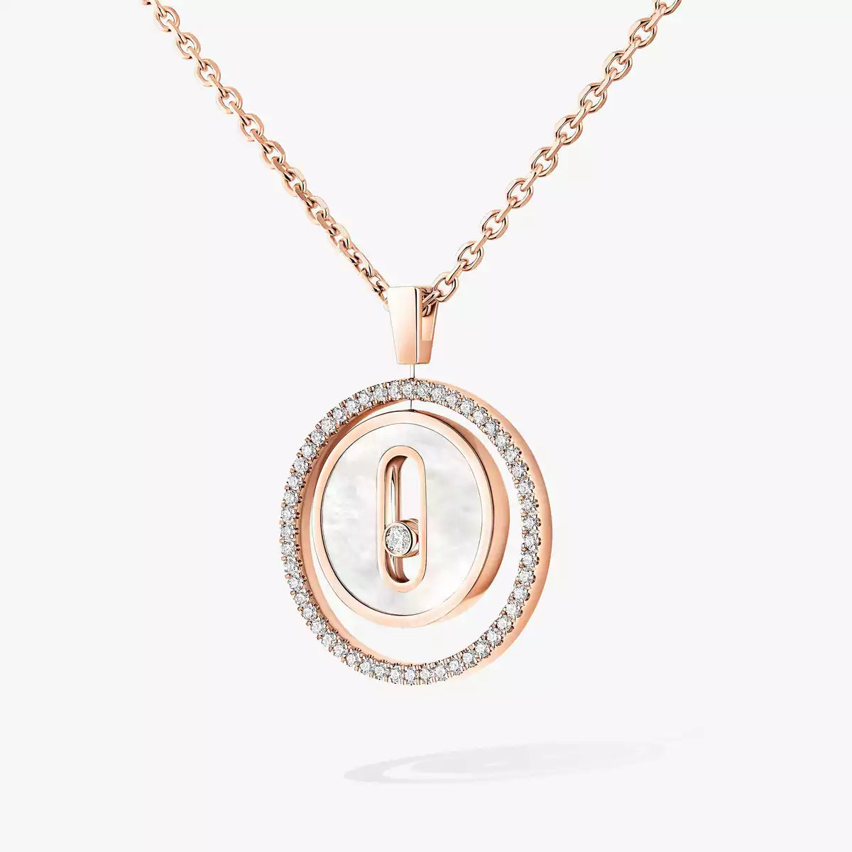 [Polaidi Jewelry]Lucky Move Diamond Necklace in Rose Gold and White Mother-of-Pearl