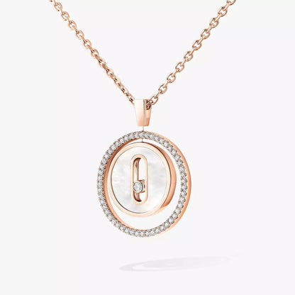 [Polaidi Jewelry]Lucky Move Diamant-Halskette aus Roségold und weißem Perlmutt