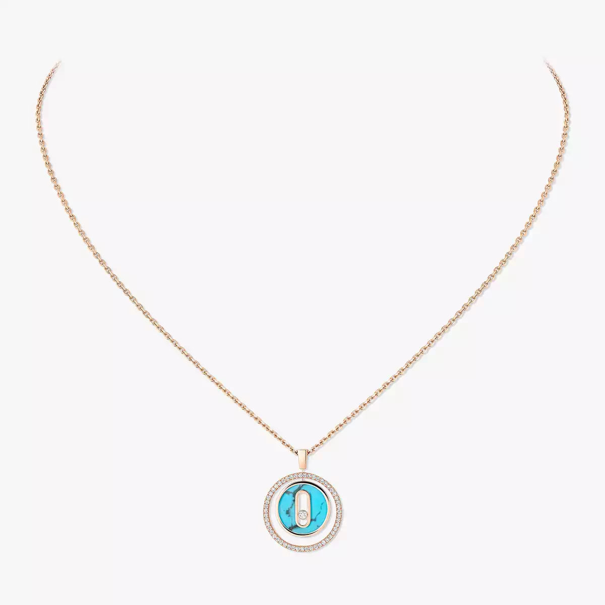[Polaidi Jewelry]Lucky Move Diamant-Halskette aus Roségold und weißem Perlmutt