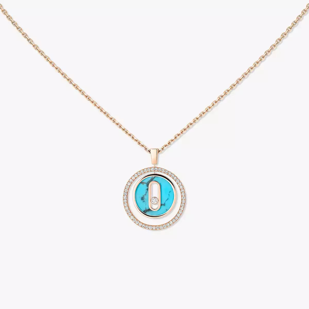 [Polaidi Jewelry]Lucky Move Diamond Necklace in Rose Gold and White Mother-of-Pearl