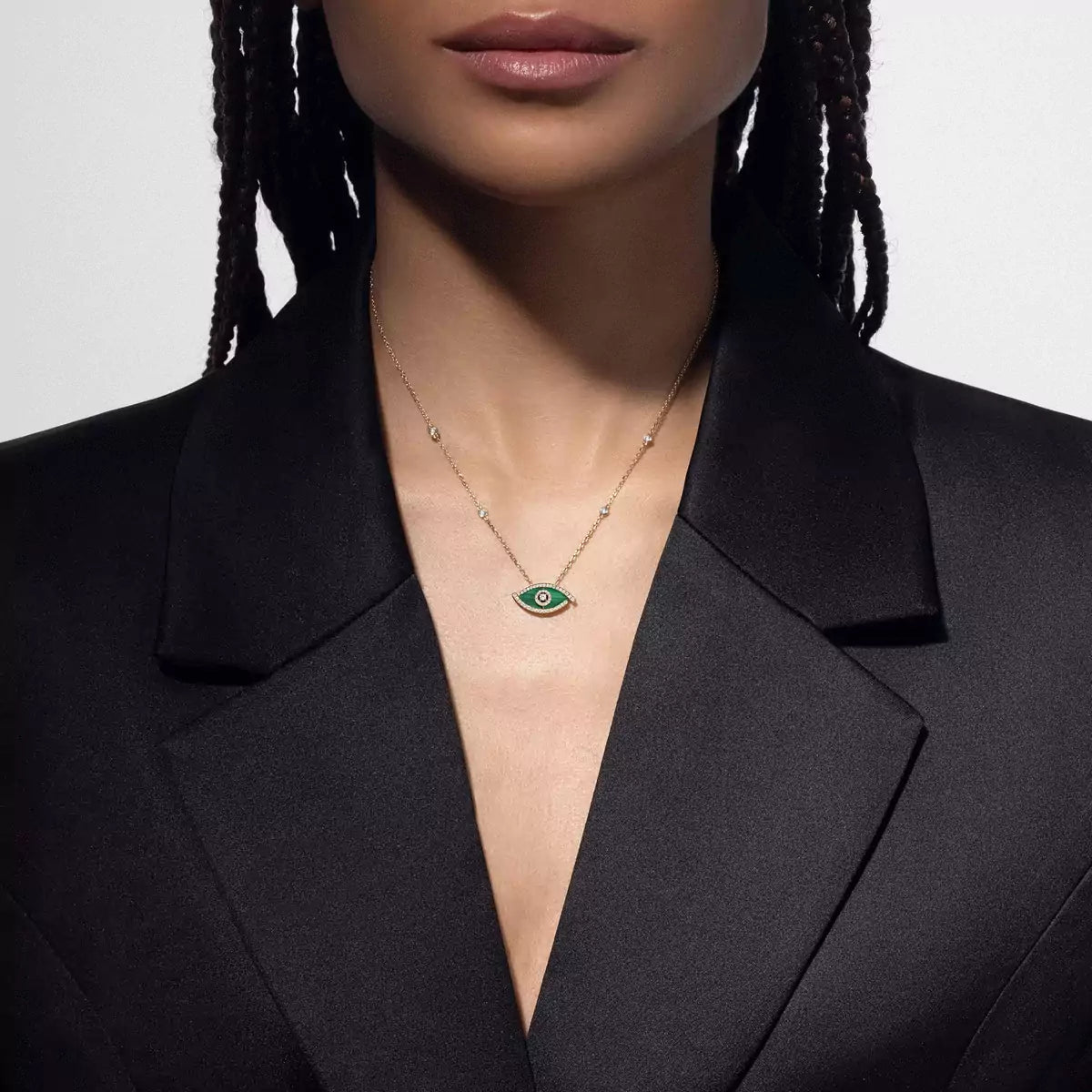 [Polaidi Jewelry]Lucky Eye Diamond Necklace in Rose Gold and Turquoise