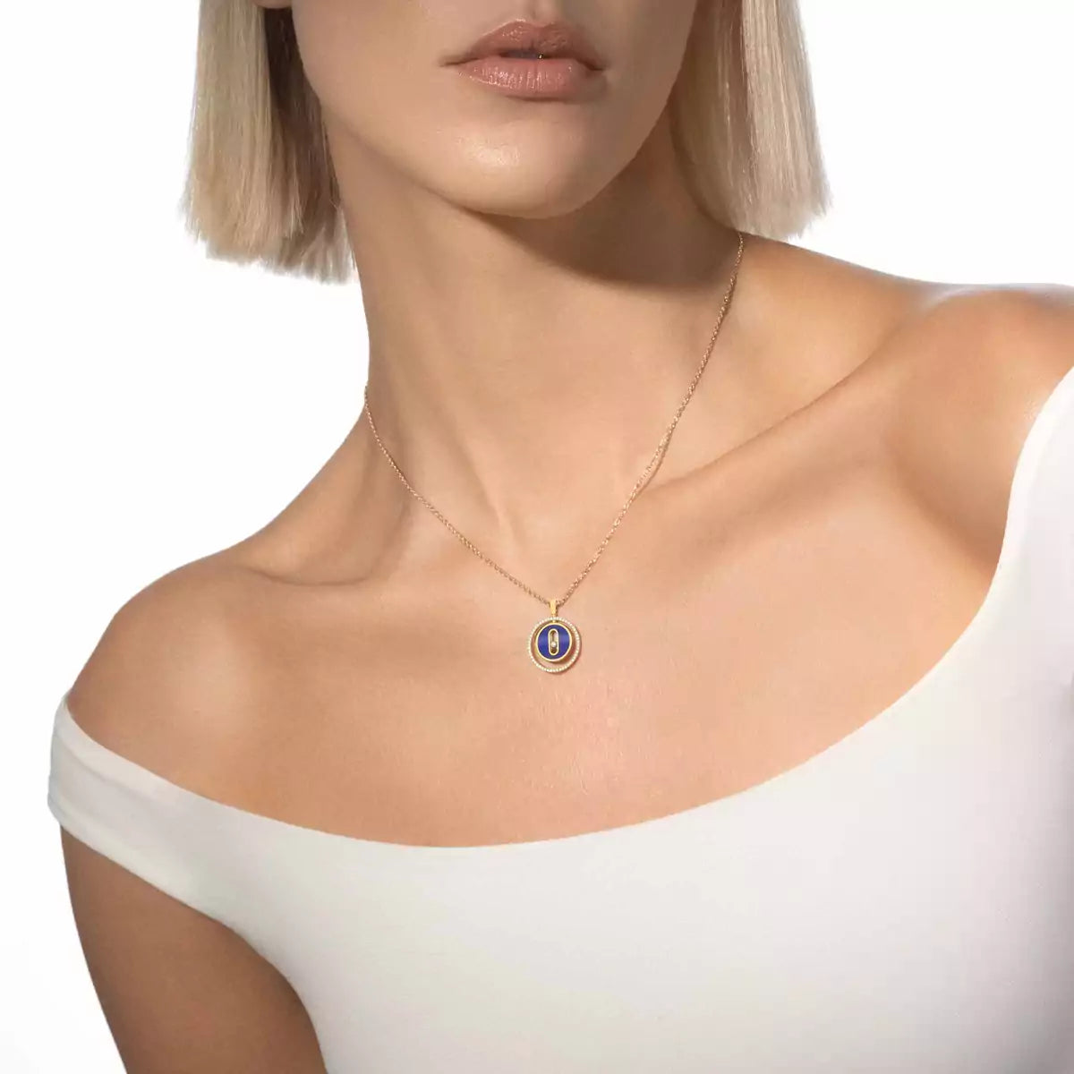[Polaidi Jewelry]Lucky Move Diamant-Halskette aus Roségold und weißem Perlmutt