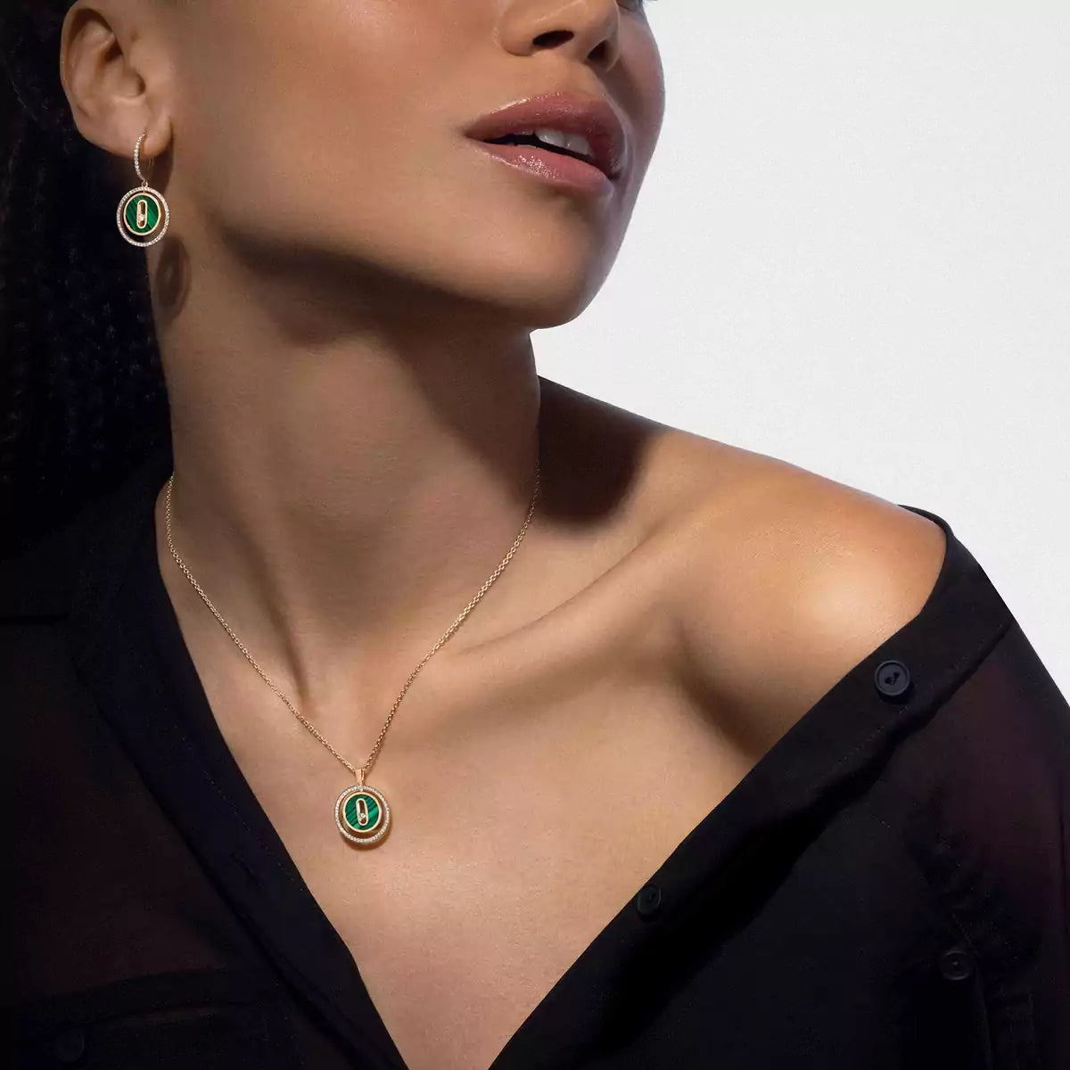 [Polaidi Jewelry]Lucky Move Diamond Necklace in Rose Gold and White Mother-of-Pearl