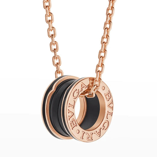[Polaidi Jewelry]ZERO 1 BLACK CERAMIC PINK GOLD NECKLACE