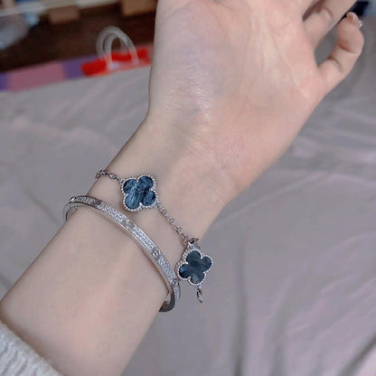 [：Polaidi Jewelry]CLOVER 5 MOTIF PIETERSITE SILVER BRACELET