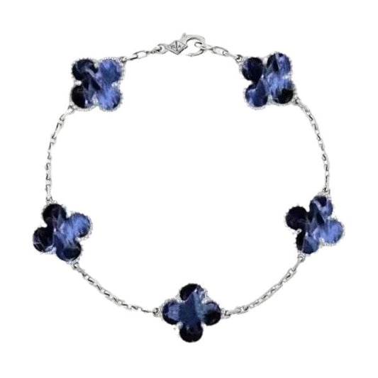 [：Polaidi Jewelry]CLOVER 5 MOTIF PIETERSITE SILVER BRACELET
