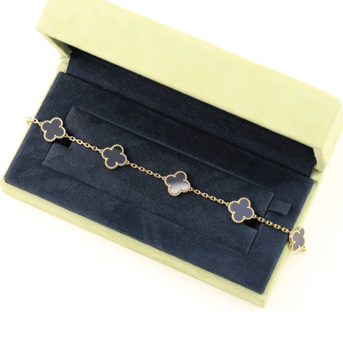 [：Polaidi Jewelry]CLOVER  5 MOTIFS BLACK ONYX BRACELET