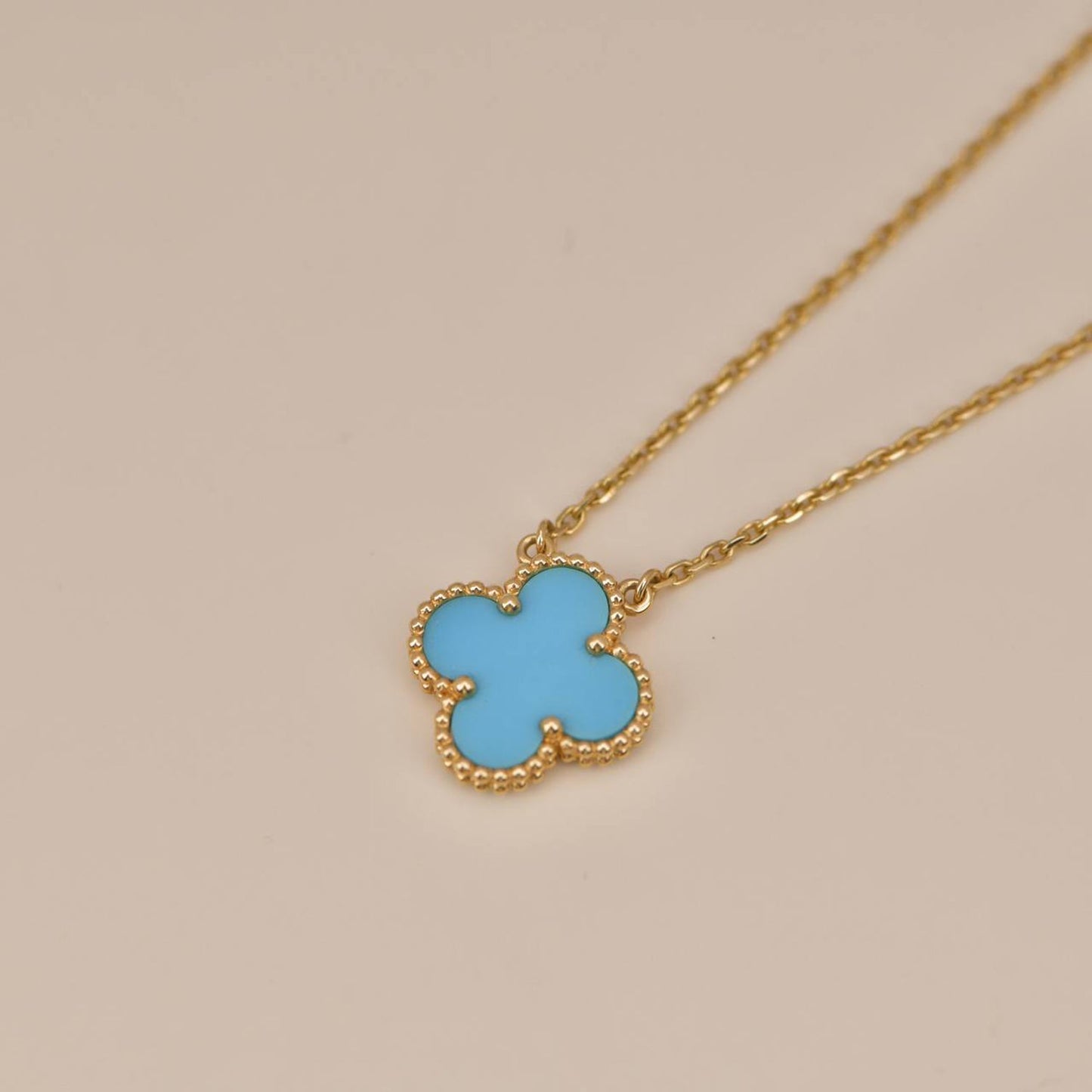[Polaidi Jewelry]CLOVER 15MM VINTAGE TURQUOISE NECKLACE