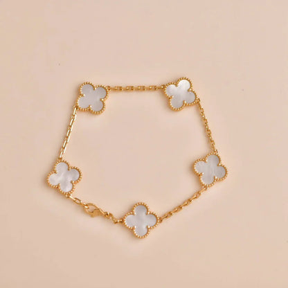 [Polaidi Jewelry]CLOVER WHITE PEARL MOP 5 MOTIF BRACELET COLLECTION