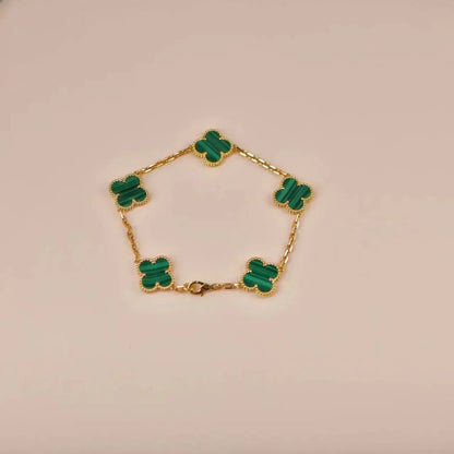 [Polaidi Jewelry] CLOVER 5 MOTIF MALACHITE BRACELET COLLECTION