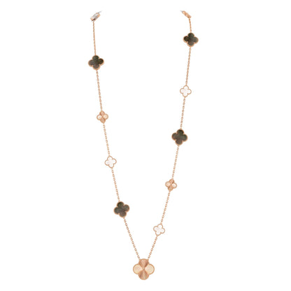 [Polaidi Jewelry]DETACHABLE CLOVER 15(11+4) FLOWER ROSE GOLD NECKLACE SET