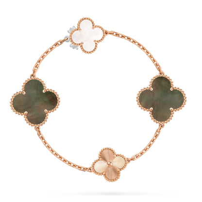 [Polaidi]DETACHABLE CLOVER 15(11+4) FLOWER ROSE GOLD NECKLACE SET