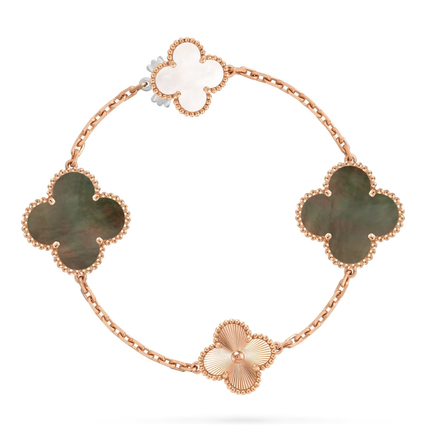 [Polaidi Jewelry]DETACHABLE CLOVER 15(11+4) FLOWER ROSE GOLD NECKLACE SET