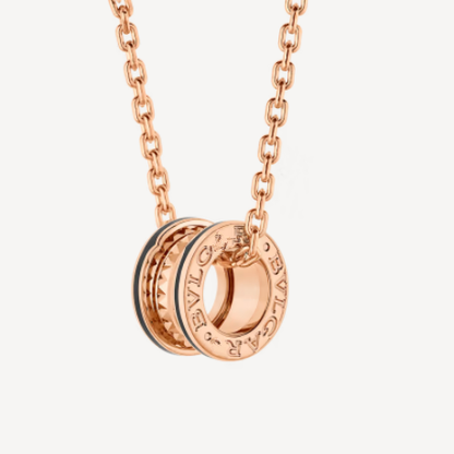 [Polaidi Jewelry]ZERO 1 ROCK PEDANT PINK GOLD BLACK NECKLACE